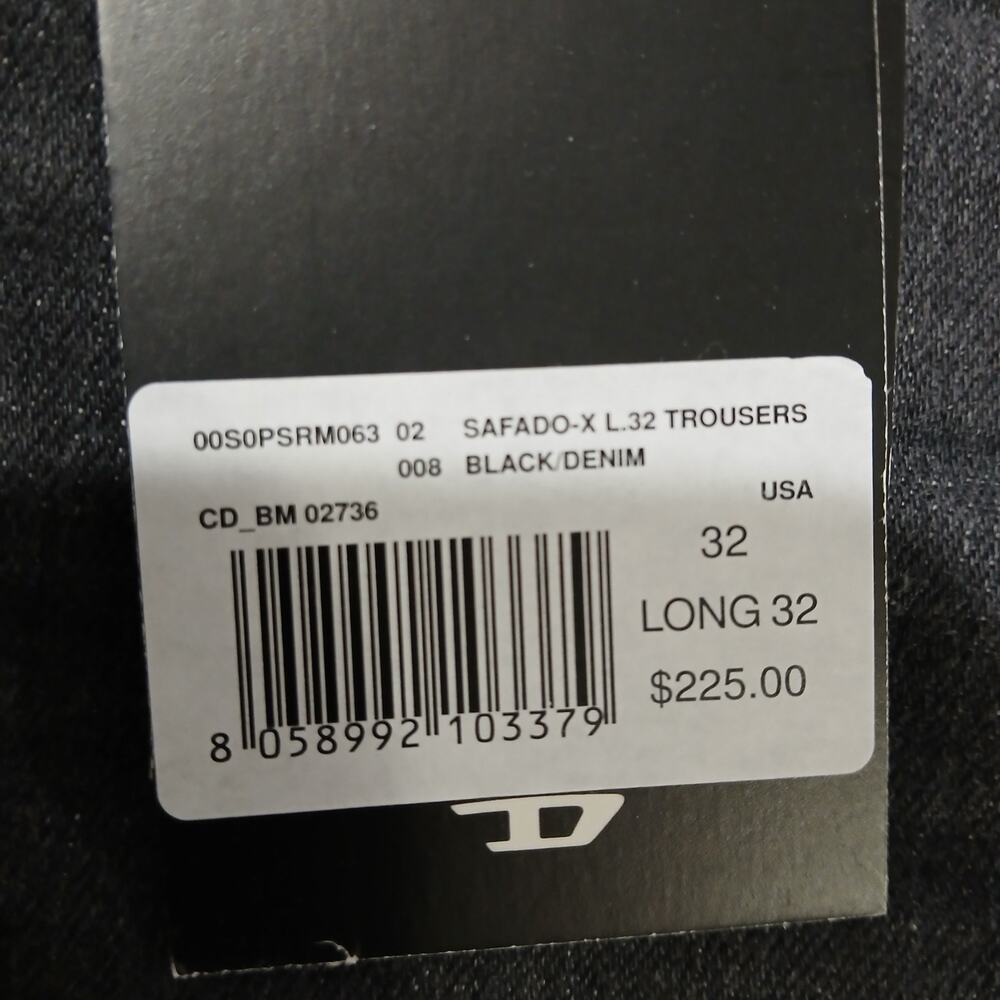 DIESEL Jeans Mens 32x32 Safado X Straight Black NWT RM063 Button Fly - Picture 5 of 16